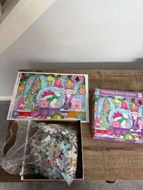 CEACO Holiday Snow Globes 300-Piece Puzzle - Pink & Purple. New.